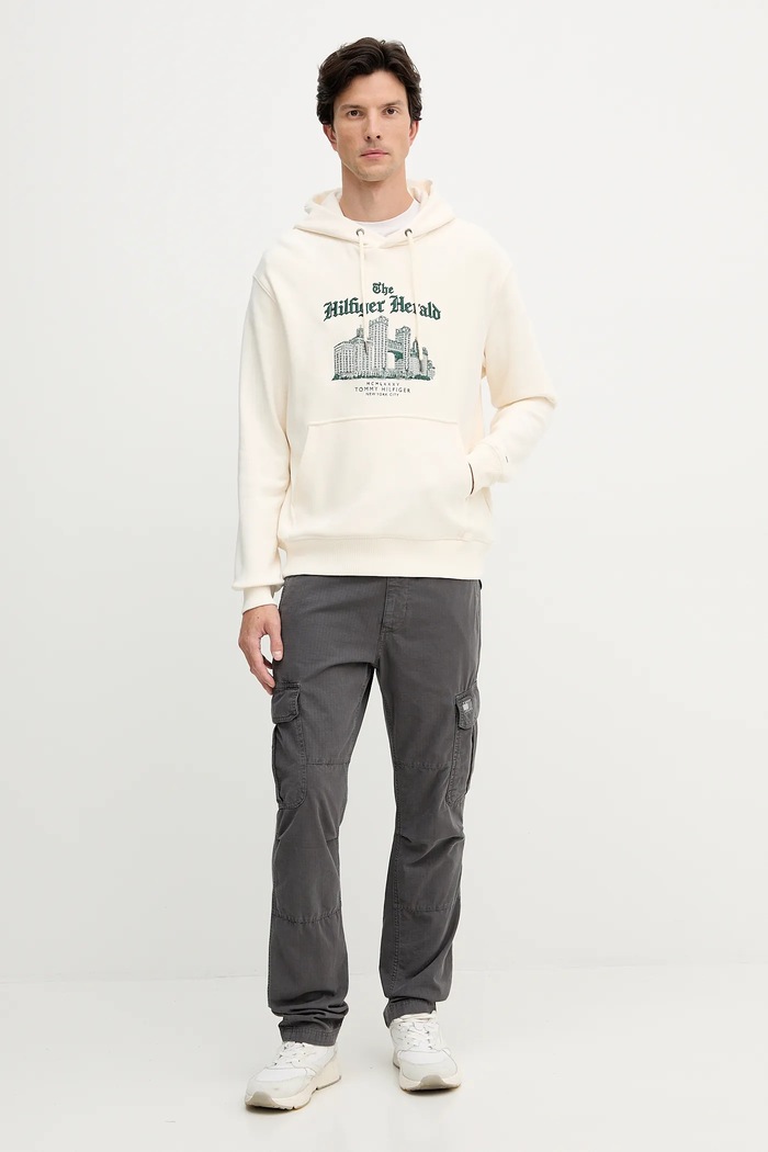 Tommy Hilfiger pamut melegítőfelső MW0MW40066 bézs AW25