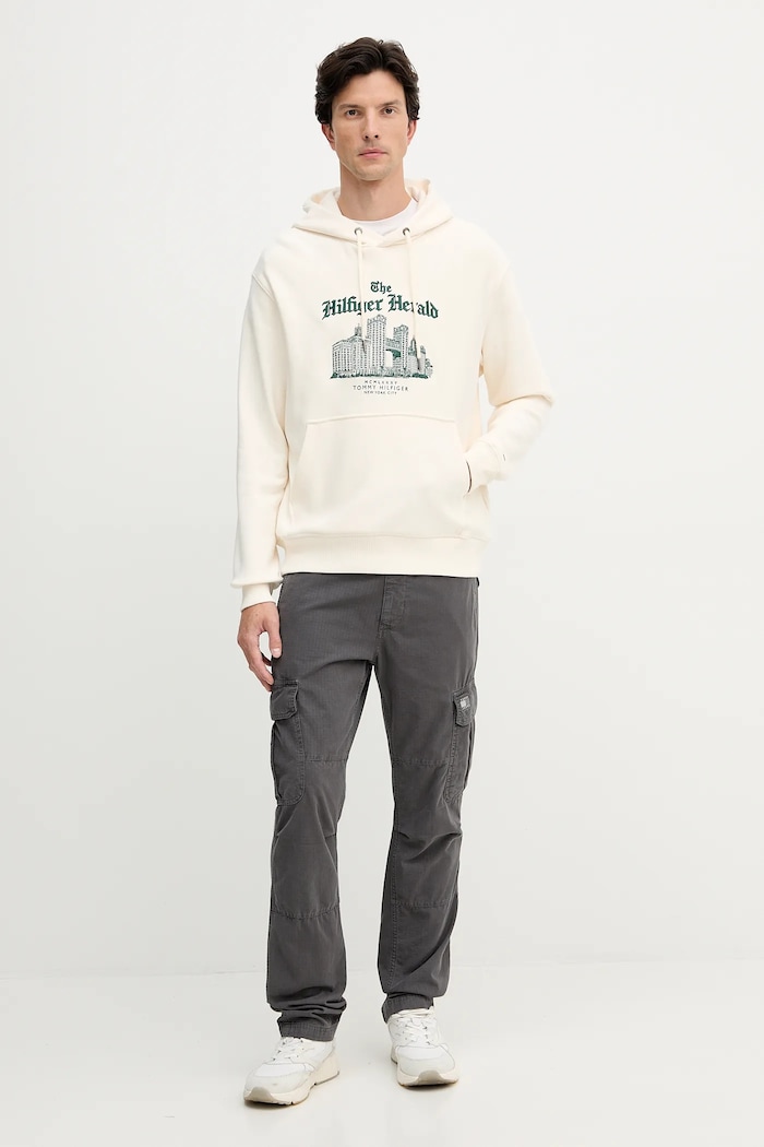 Tommy Hilfiger pamut melegítőfelső MW0MW40066 bézs AW25