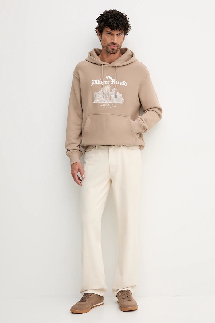 Bombažen pulover Tommy Hilfiger MW0MW40066 bež AW25