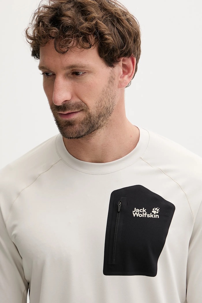 Αθλητικό μακρυμάνικο Jack Wolfskin PRELIGHT μπεζ A65168