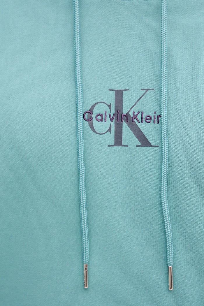 Calvin Klein Jeans mikina s kapucí pánská bavlněná LV04RD243G tyrkysová