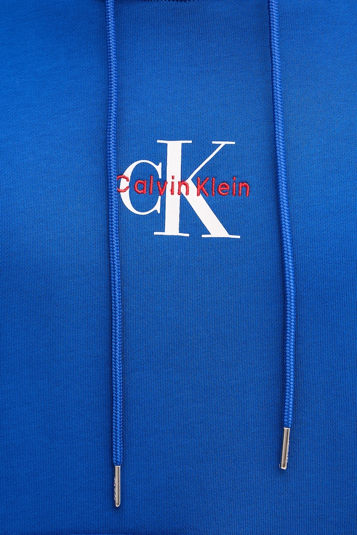 Calvin Klein Jeans mikina s kapucí pánská bavlněná LV04RD243G modrá