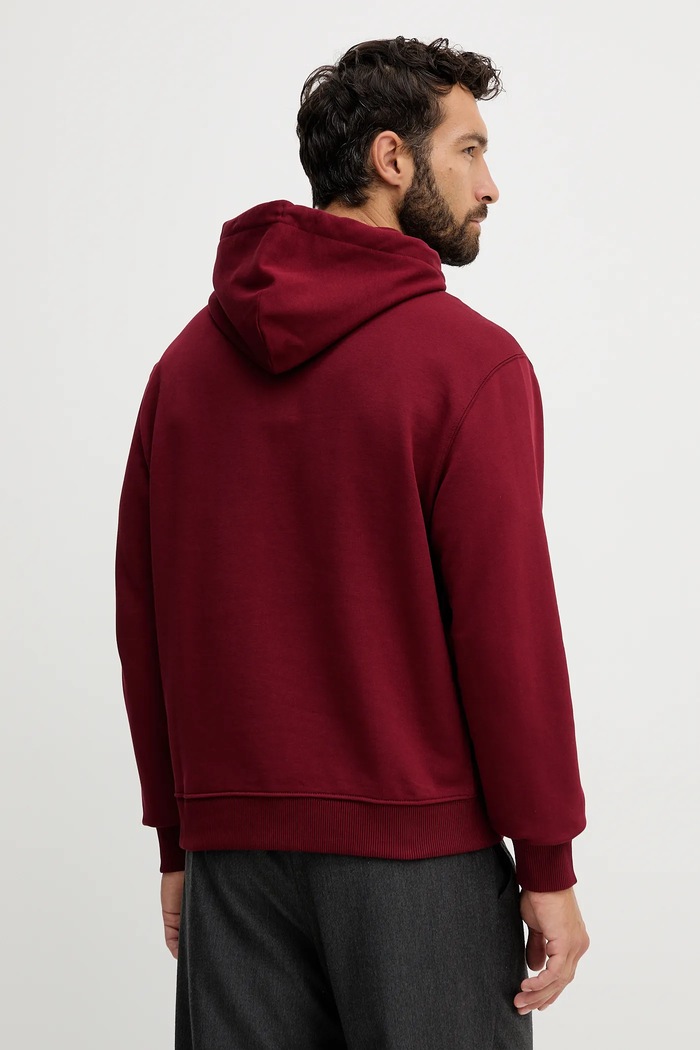Oblečenie Calvin Klein Jeans mikina s kapucňou pánska bavlnená LV04RD243G burgundské