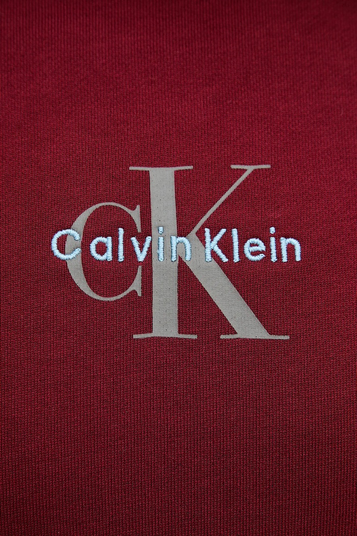 Calvin Klein Jeans mikina s kapucňou pánska bavlnená LV04RD243G burgundské