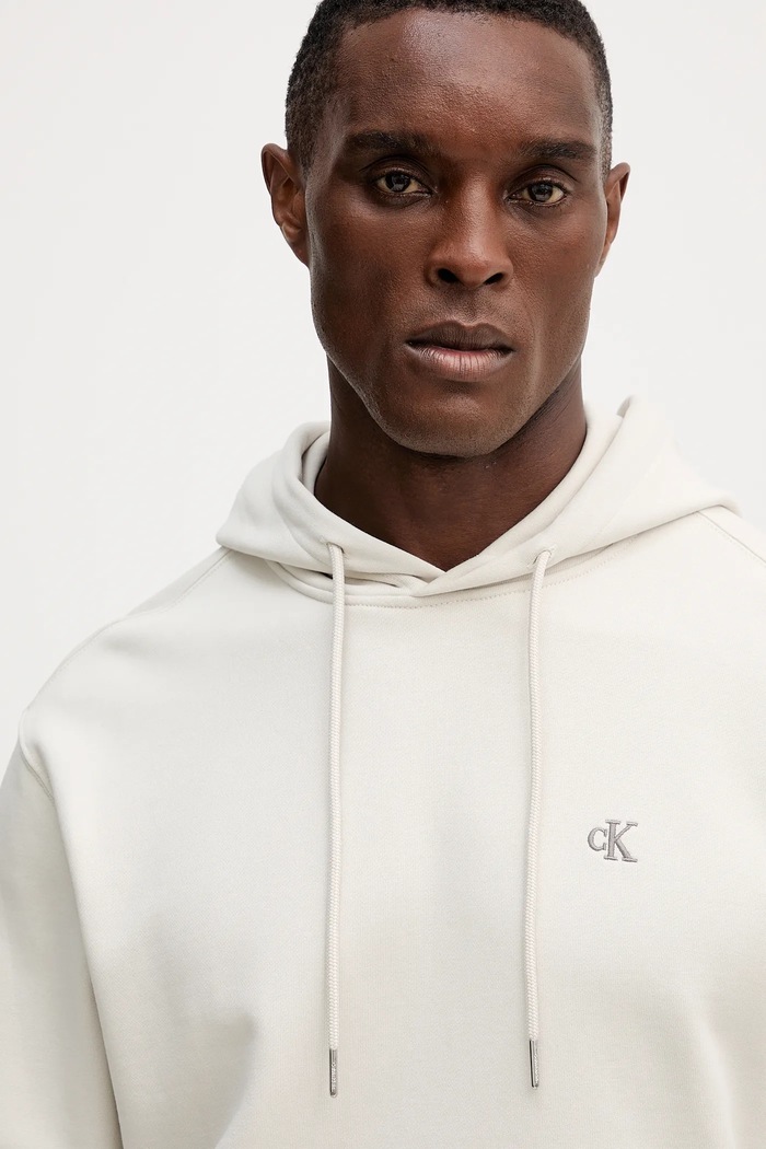 Calvin Klein Jeans mikina s kapucňou pánska bavlnená béžová LV04RC297G