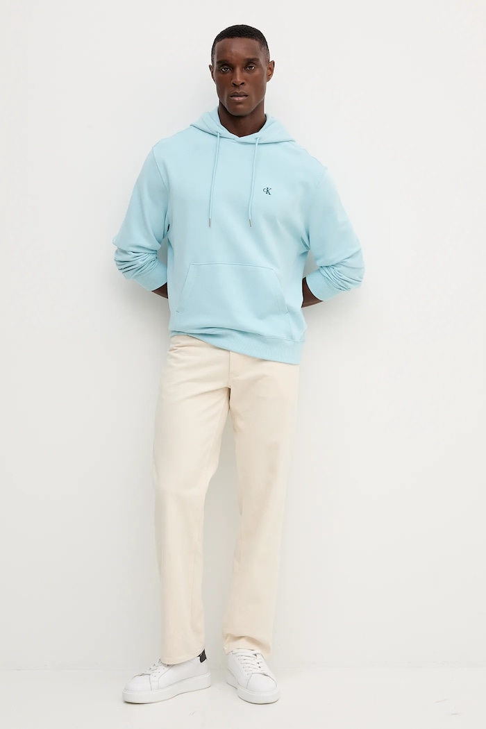 Calvin Klein Jeans mikina s kapucí pánská bavlněná LV04RC297G modrá SS26