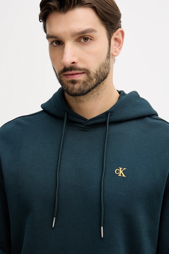 Calvin Klein Jeans mikina s kapucňou pánska bavlnená zelená LV04RC297G