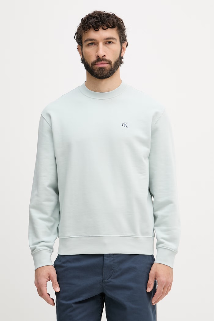 Calvin Klein Jeans mikina pánska bavlnená tyrkysová LV04RC296G