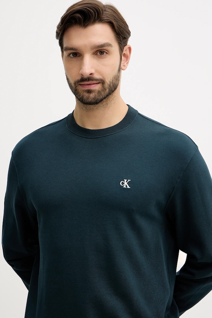 Calvin Klein Jeans hanorac de bărbați din bumbac verde LV04RC296G