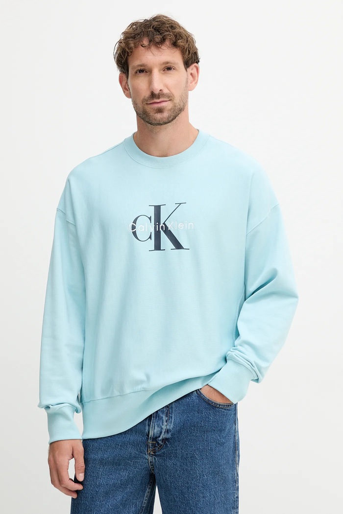 Mikina Calvin Klein Jeans nášivka tyrkysová LV04RD234G
