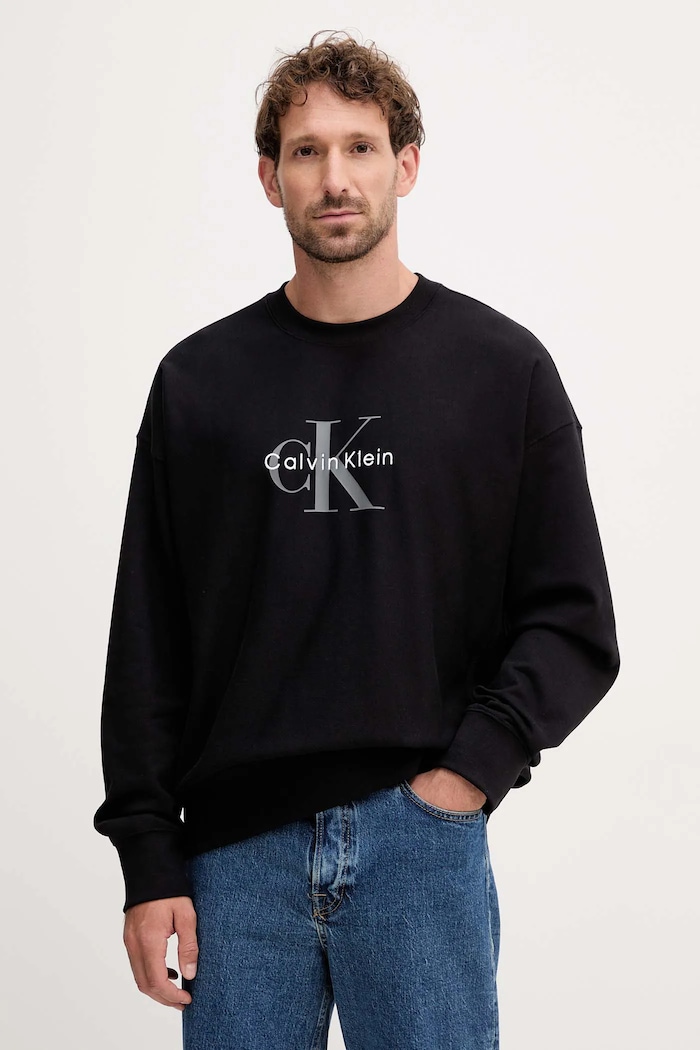 Mikina Calvin Klein Jeans nášivka čierna LV04RD234G
