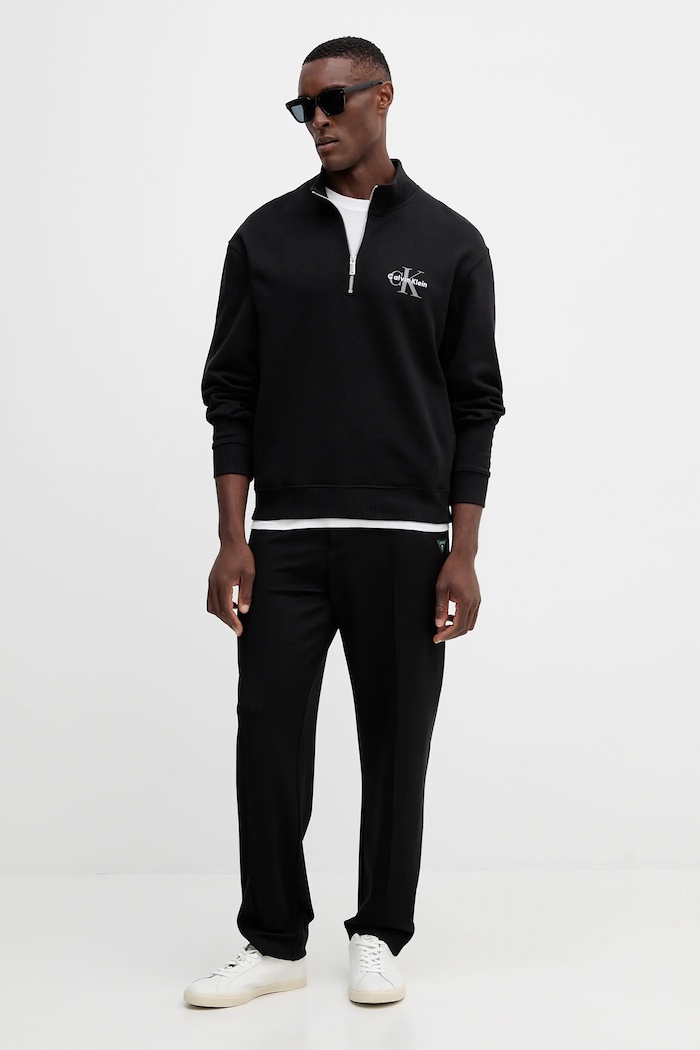 Bavlnená mikina Calvin Klein Jeans LV04RD244G čierna SS26