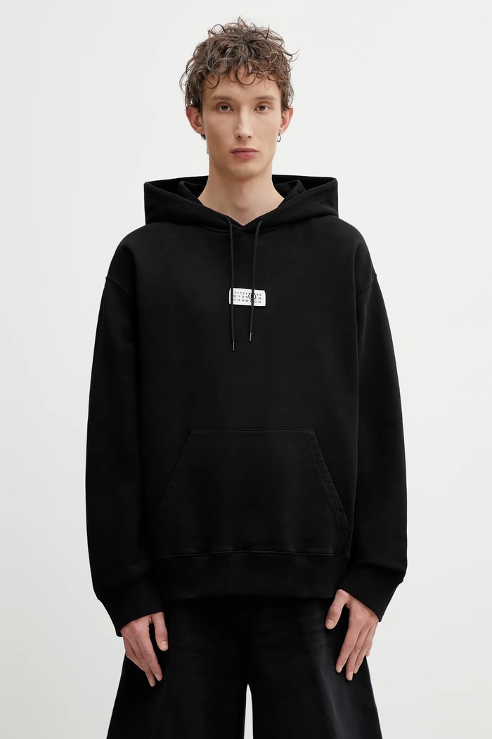 Хлопковая кофта MM6 Maison Margiela x MM6 Wardro с капюшоном чёрный SH0GU0033.M25025.900
