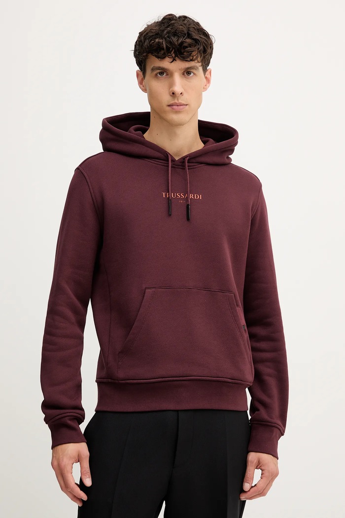 Trussardi bluza bawełniana nadruk bordowy G8108000056N