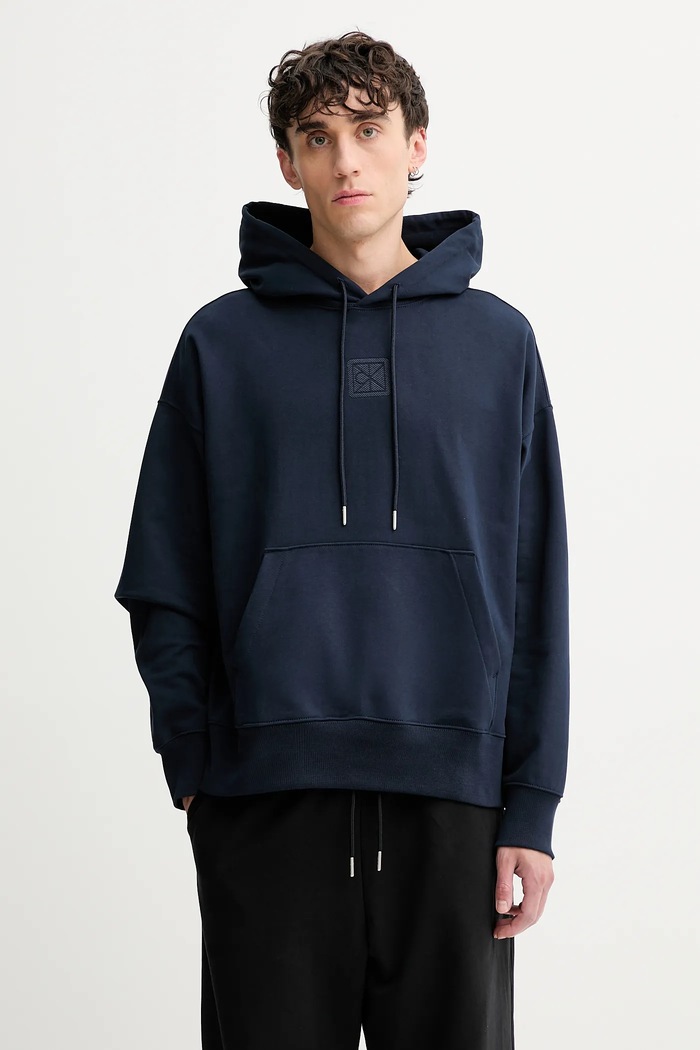 Mikina Calvin Klein s kapucňou tmavomodrá LV14LD225G