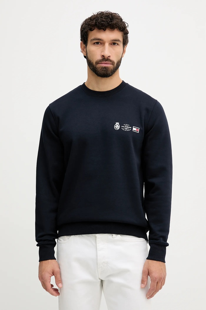 Μπλούζα Tommy Hilfiger στάμπα σκούρο μπλε MW0MW40863