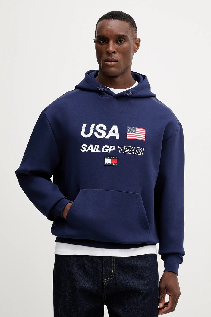 Tommy Hilfiger bluză x SAIL GP print bleumarin MW0MW41416