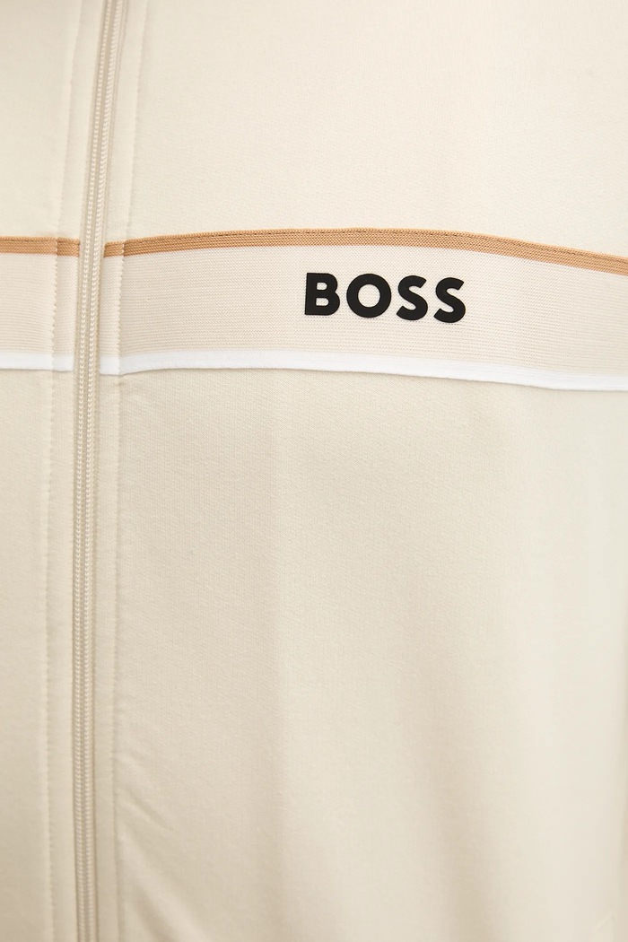 Бавовняна кофта BOSS Iconic Jacket Zip 50550612 бежевий