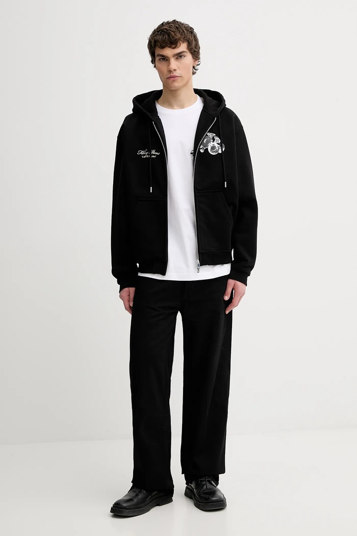 Bavlnená mikina Filling Pieces Zip Hoodie Bouquet 422533501122 čierna AW25