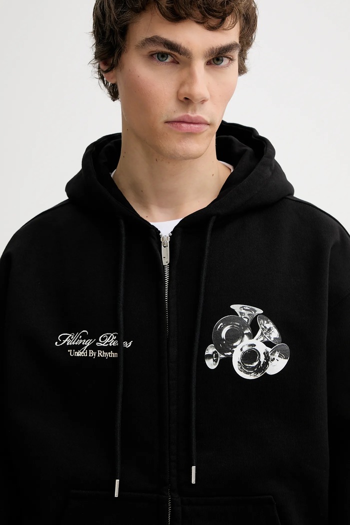 Bavlnená mikina Filling Pieces Zip Hoodie Bouquet čierna 422533501122