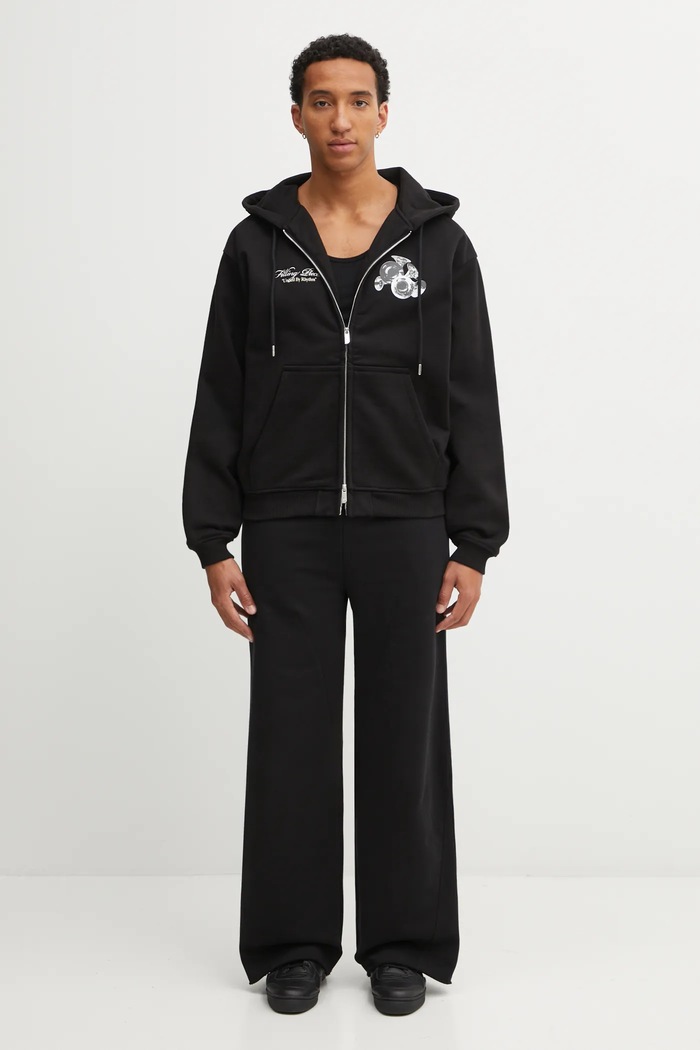 Bavlnená mikina Filling Pieces Zip Hoodie Bouquet 422533501122 čierna