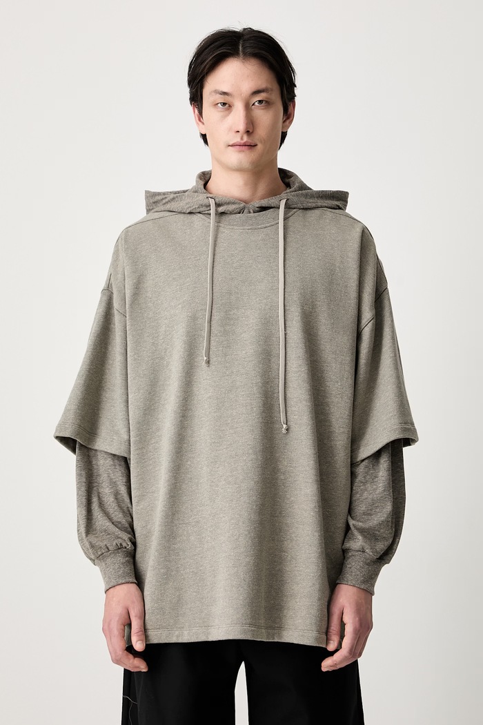 Rick Owens DRKSHDW Tommy Hustler суичър с качулка с памук мъжки изчистен сив DU02E7271.FGMJGM