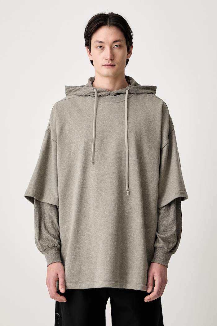 Rick Owens DRKSHDW Tommy Hustler суичър с качулка с памук мъжки изчистен сив DU02E7271.FGMJGM