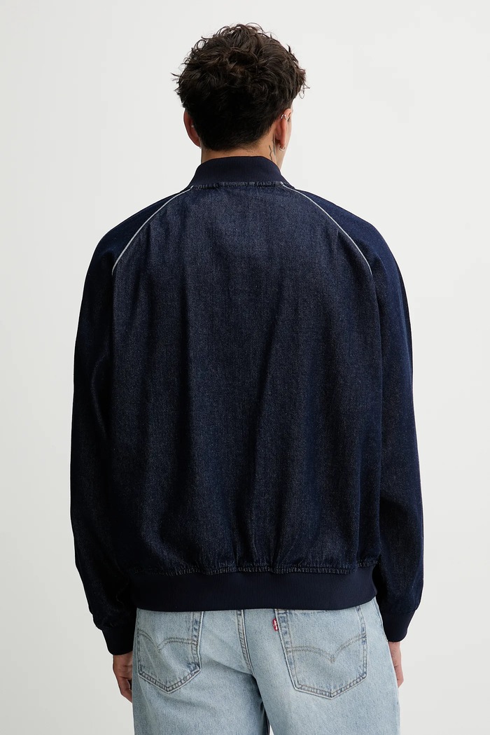 Дрехи adidas Originals суичър с цип от деним Adicolor loose SST JX6461 тъмносин