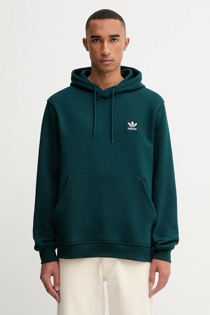 Mikina adidas Originals Trefoil Essentials s kapucí zelená JZ3589