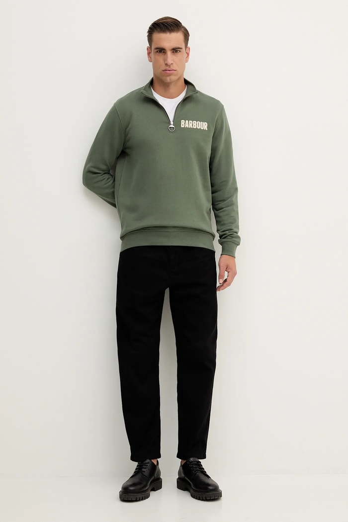 Хлопковая кофта Barbour MOL0640 зелёный AW25