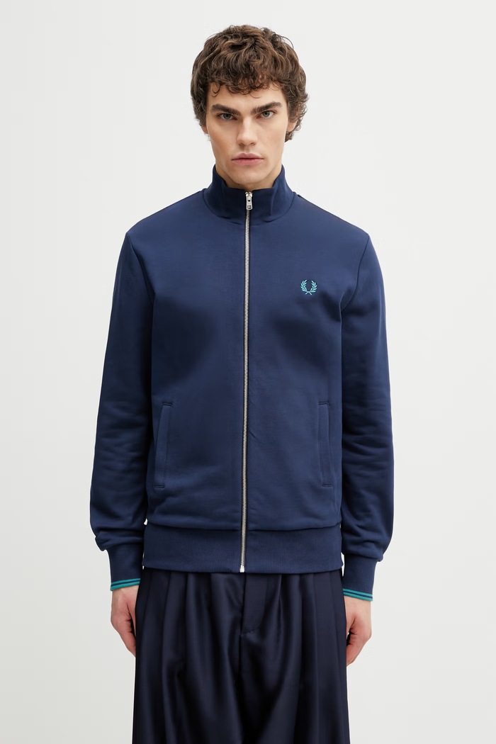 Fred Perry zip-up sweatshirt cotton Men's navy J1327