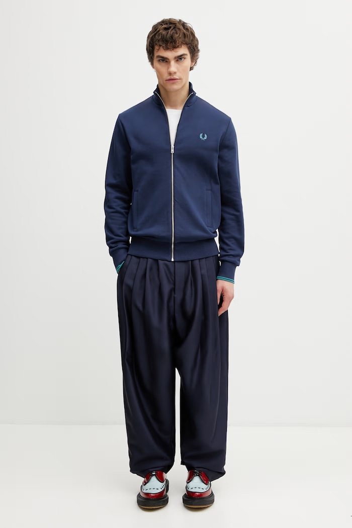 Fred Perry zip-up sweatshirt cotton Men's J1327 navy