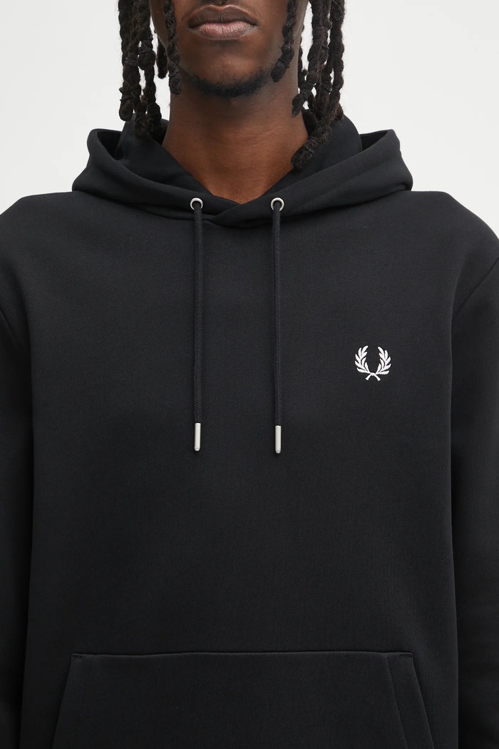 Fred Perry mikina s kapucňou bavlnená dámska čierna M2643