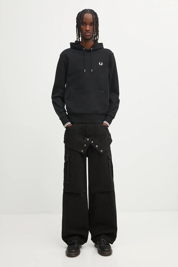 Fred Perry mikina s kapucňou bavlnená dámska M2643 čierna