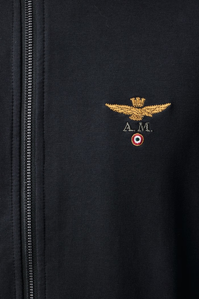 Bluza rozpinana męska bawełniana z elastanem Aeronautica Militare granatowy FE1956UF00459