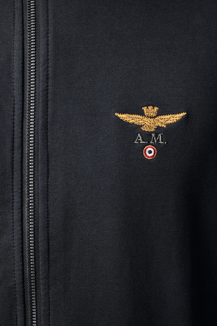 Bluza rozpinana męska bawełniana z elastanem Aeronautica Militare granatowy FE1956UF00459