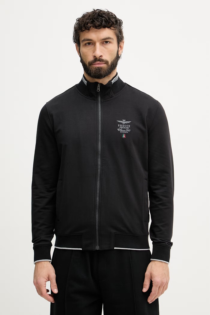 Aeronautica Militare кофта на застёжке мужская из хлопка с эластаном чёрный FE1956UF00459