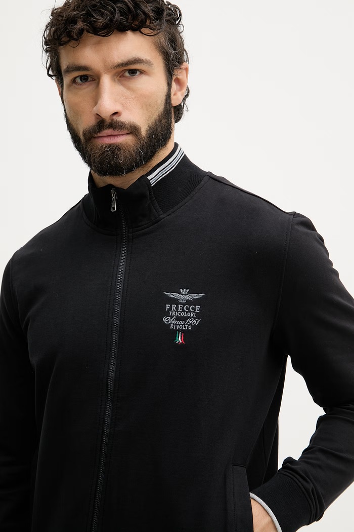 Aeronautica Militare кофта на застёжке мужская из хлопка с эластаном чёрный FE1956UF00459