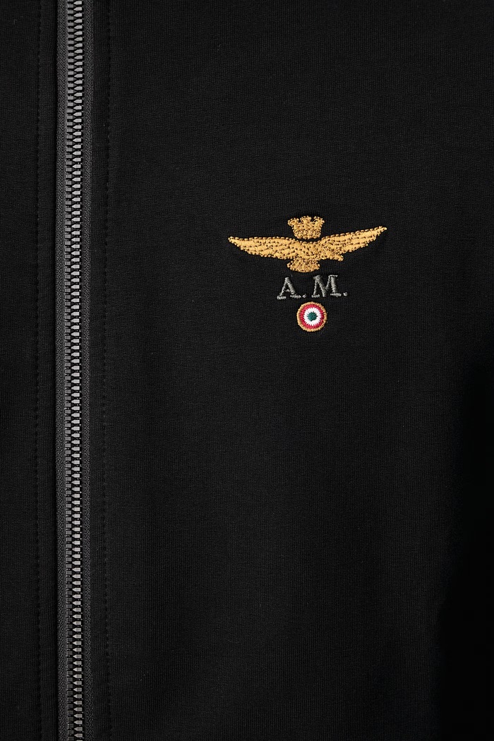 Bluza rozpinana męska bawełniana z elastanem Aeronautica Militare czarny FE1956UF00459