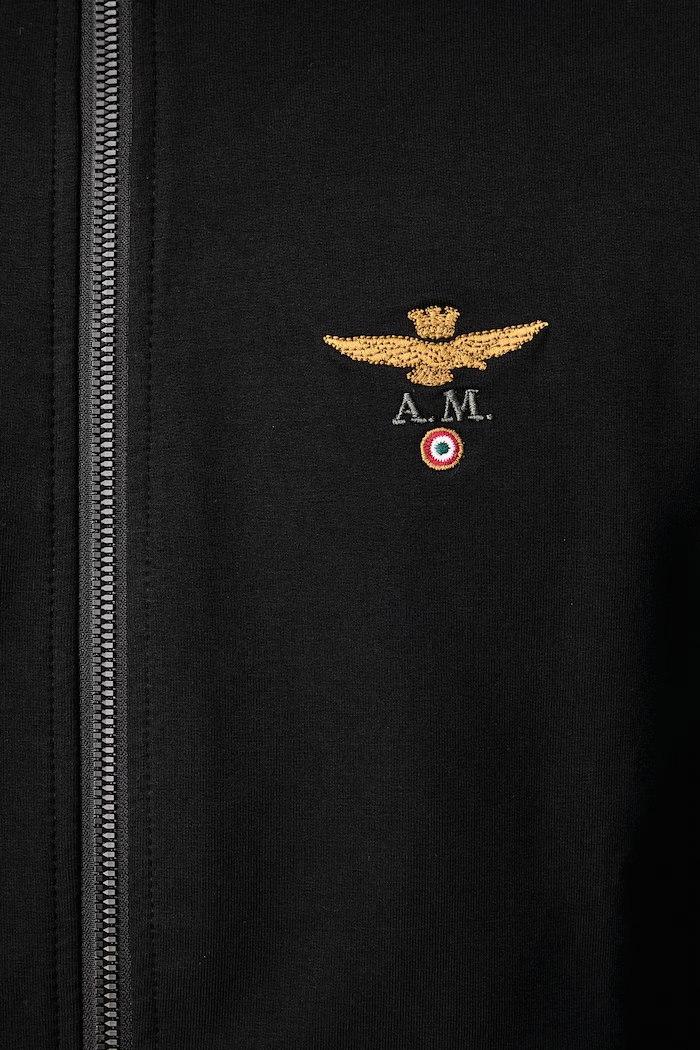 Bluza rozpinana męska bawełniana z elastanem Aeronautica Militare czarny FE1956UF00459
