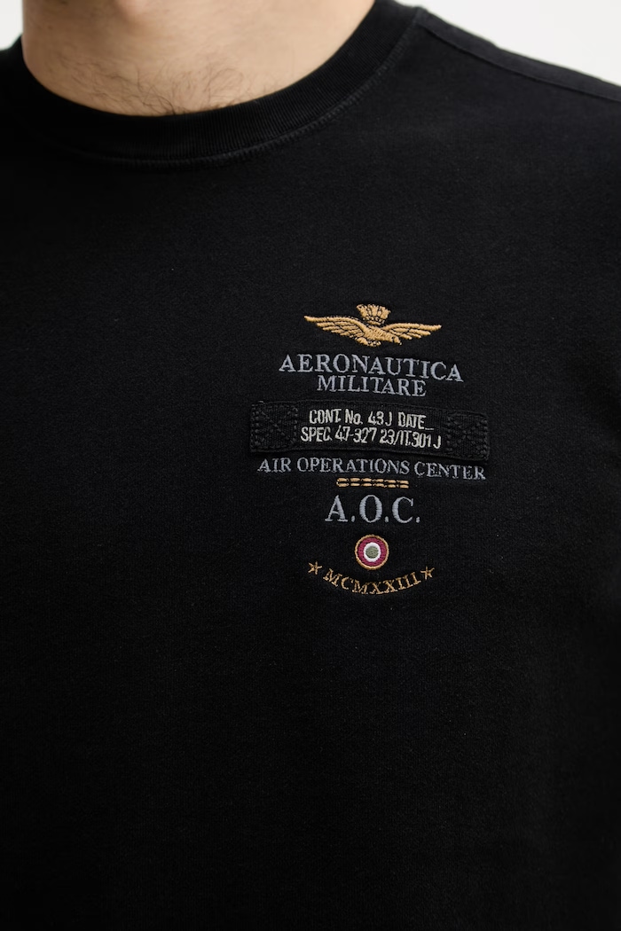 Aeronautica Militare hanorac bărbați din bumbac FE2054UF00665 negru