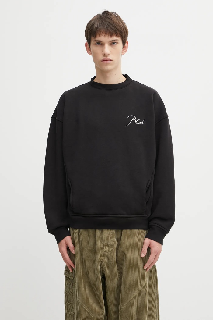RHUDE bluza bawełniana Classique bawełna czarny RHFW25ST06012