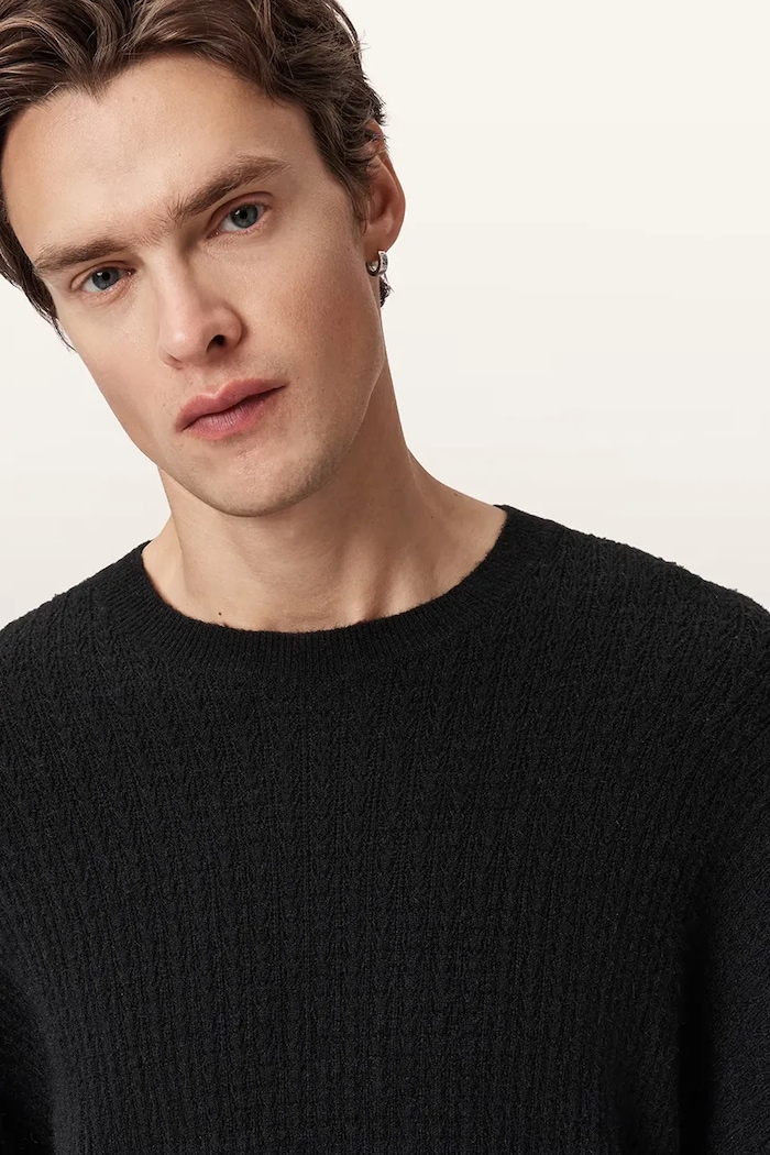 AllSaints sweter z dodatkiem alpaki JAKOB M008KD czarny AW25