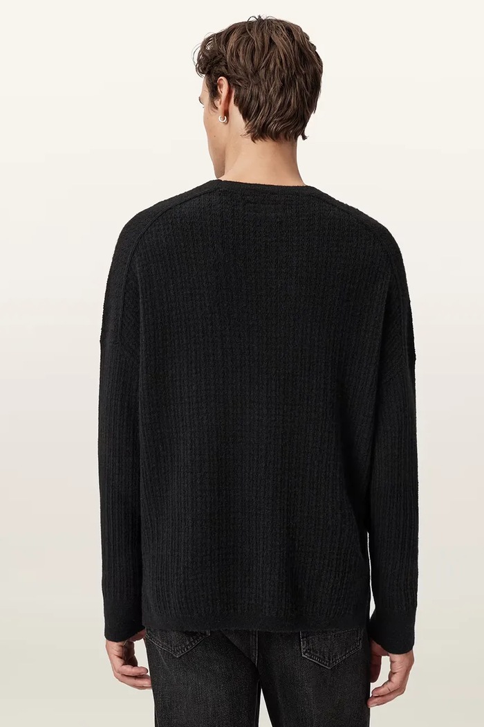 AllSaints sweter z dodatkiem alpaki JAKOB czarny M008KD