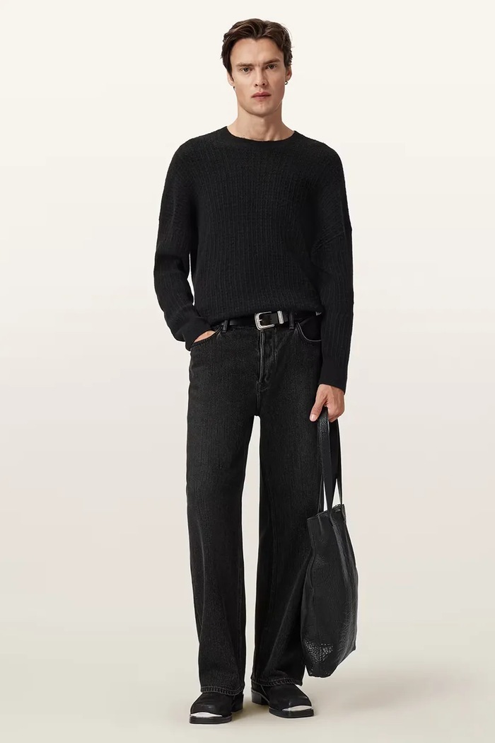 AllSaints sweter z dodatkiem alpaki JAKOB M008KD