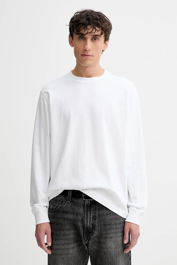 Bavlnené tričko s dlhým rukávom Abercrombie & Fitch relaxed biela KI124.5555.100