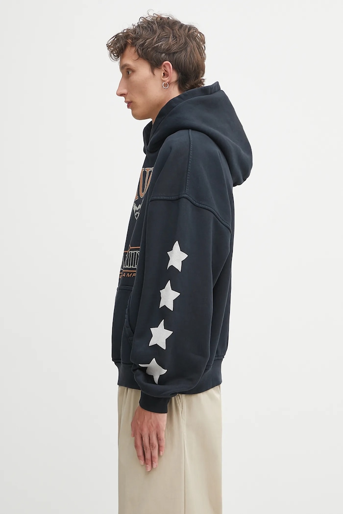 Bavlnená mikina RHUDE Cambridge State Champs RHPF25HO10012 čierna AW25