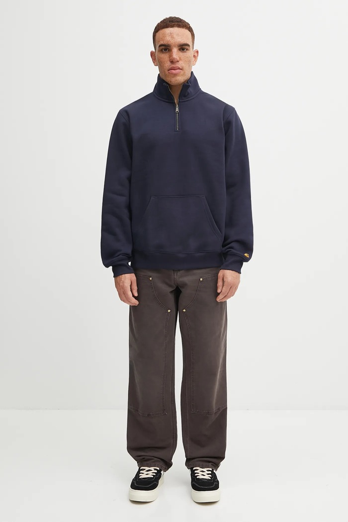 Carhartt WIP felpa Chase Neck Zip Sweat I033665.00HXX blu navy