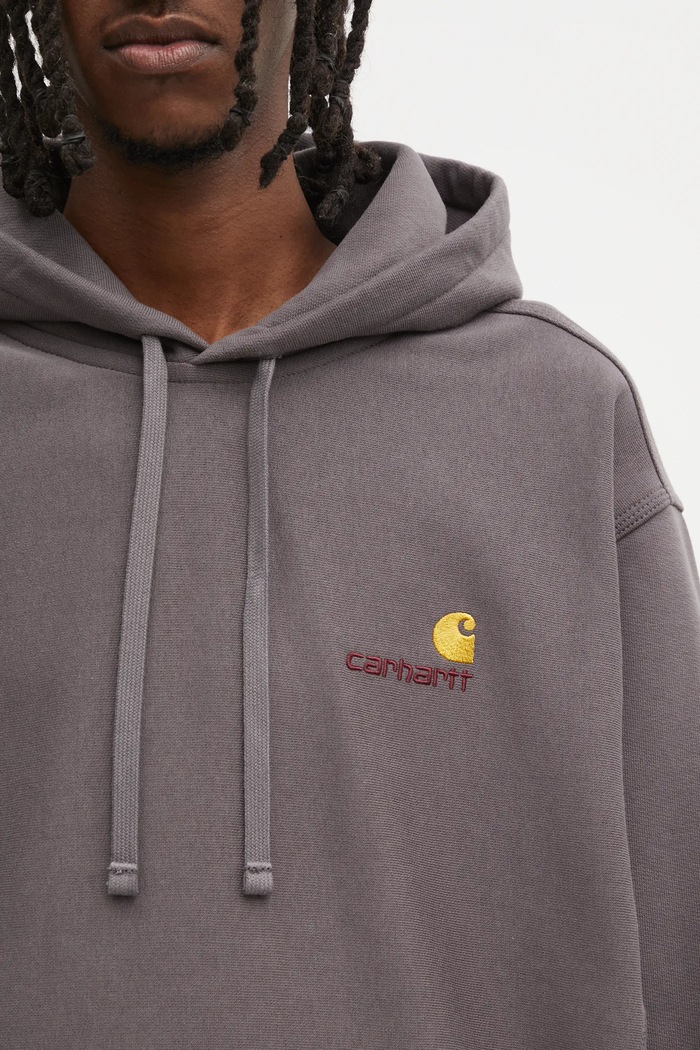 Кофта Carhartt WIP Hooded American Script Sweat серый I028279.33CXX