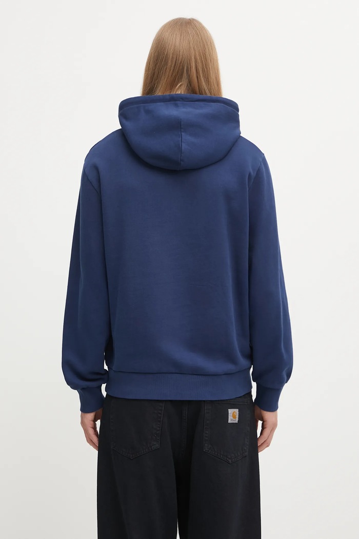 Odzież Carhartt WIP bluza bawełniana Hooded Script Embroidery Sweat I035392.3CCXX niebieski